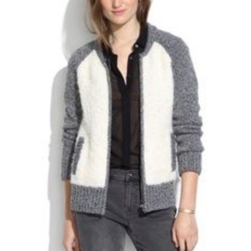 |•Madewell•| Boucl Varsity Jacket
